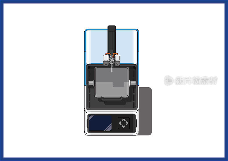 食品3 d打印机。先进的3d打印机与程序打印出不同的食物。独立设计产品上的白色背景。